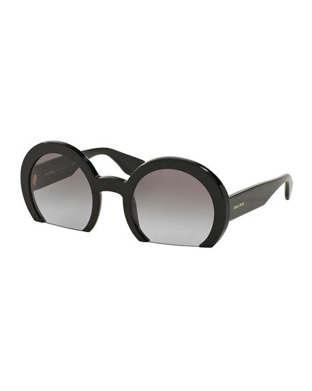 miu miu rasoir sunglasses round|Miu Miu Rasoir Cutoff Round Sunglasses, Black .